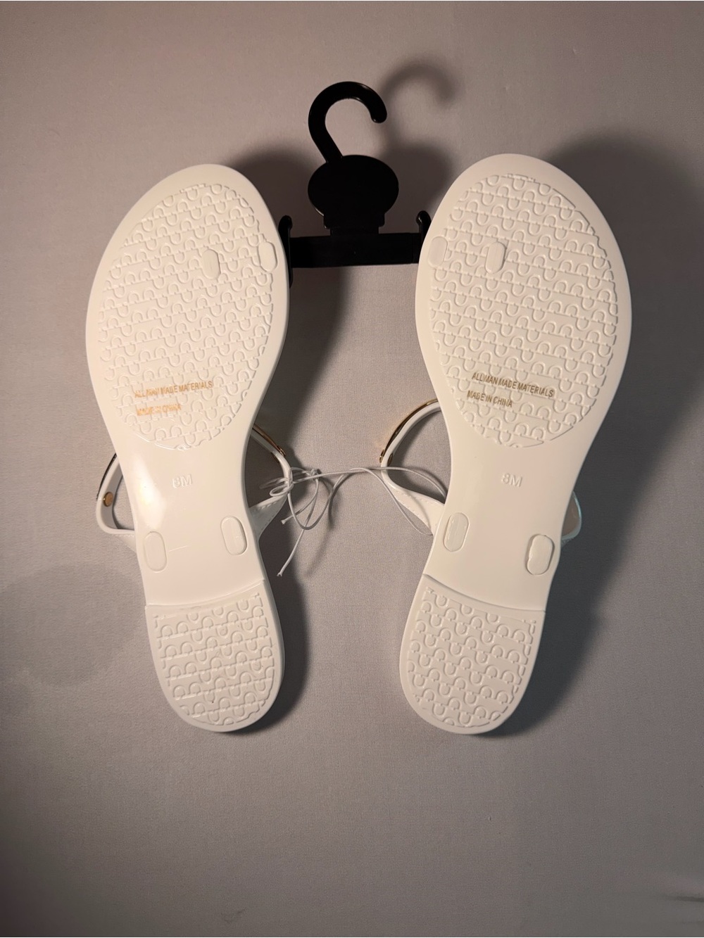 DV by Dolce Vita White Slide Sandals with Gold Accent - Picture 2 of 2